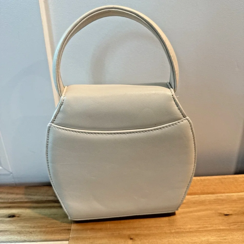 Vtg Jennifer Moore Ivory Structured Top Handle Handbag Y2K Coquette Preppy Lux